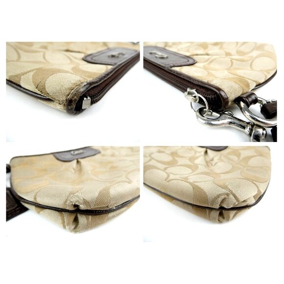 Coach Signature Khaki Brown Ashley Wristlet - Picture 12 of 12